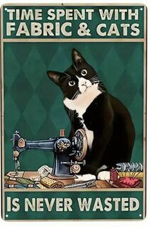 Tin Sign - Fabric and Cats