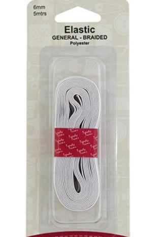 Braided Elastic (White - 6mm x 5mtrs)